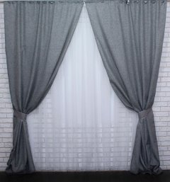 Шторы VR-Textil Лен Мешковина 2 шт 150 × 270 см серый (2132)