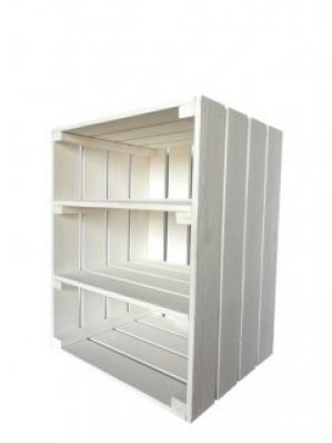 Ящик деревянный белый с 2 полками ECO WoodBox (ДхШхВ:50*40*32см)