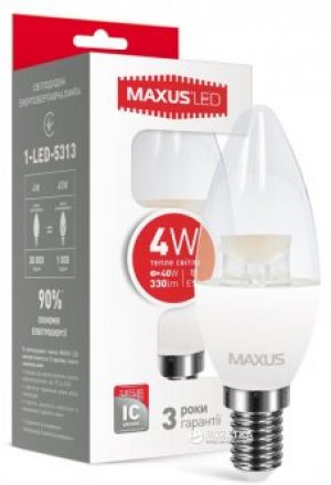 Светодиодная лампа Maxus C37 CL-C 4W 3000K 220V E14 (1-LED-5313)