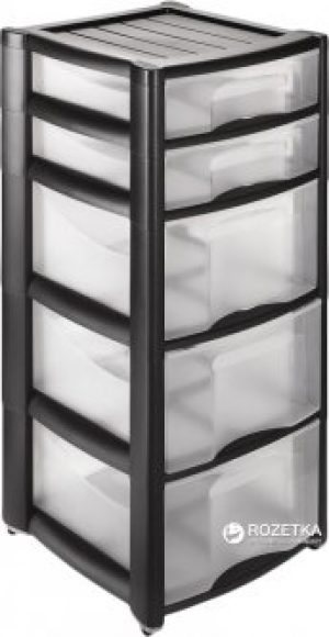 Профессиональный комод-органайзер пластиковый Heidrun Professional с 5 выдвижными лотками 40х38 h78 см Черный (1533_черный)