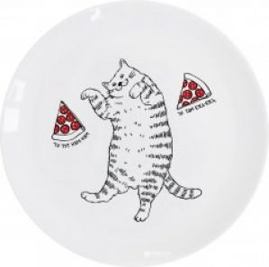 Тарелка обеденная Orner "Кот с пиццей" круглая 25 см (orner-0080)