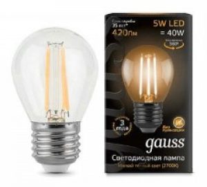 Лампа Gauss LED Filament Шар E27 5W 420lm 2700K