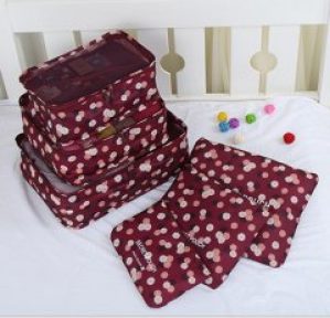 Набор дорожных сумок для путешествия из 6 штук бордовый 6bor01