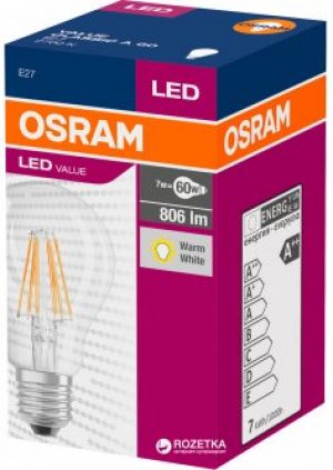 Светодиодная лампа Osram LED Value Filament A60 7W (806Lm) 2700K E27 (4058075819658)