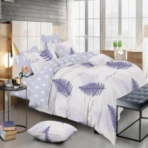 Комплект постельного белья Наша Швейка (простынь на резинке) Сатин Фиолетовый папоротник Полуторный 150x215 см