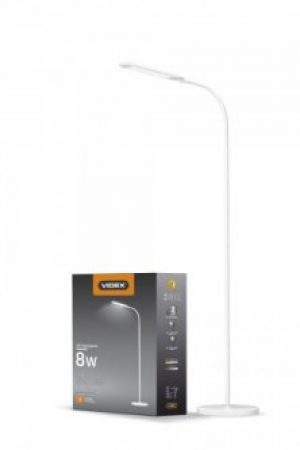 LED торшер напольный белый VIDEX VL-TF0702W 8W 3000-5500K 220V Белый