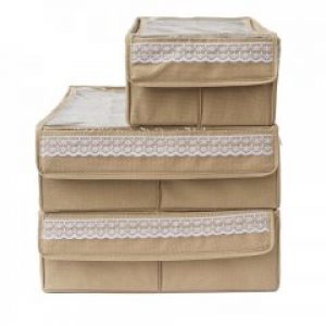 Набор органайзеров с крышками для нижнего белья 3 шт ORGANIZE бежевый Original