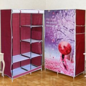 Тканевый сборной шкаф HCX «Сакура» 105х45х170 см Бордовый (D6-03)