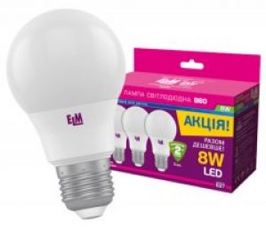 Светодиодная лампа ELM B60 8W Е27 4000K PA10 3 шт (18-0169)