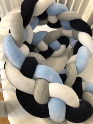 Защитный бортик в кроватку IngVart Косичка 20х240 см Синий (2100130000005)