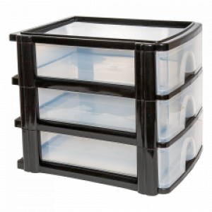 Комод 3 ящика формат А-4 прозрачно-черный