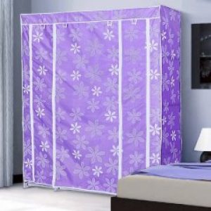 Тканевый шкаф органайзер HCX «68130-08» 125х44х165 см. Сиреневый с рисунком