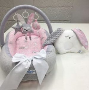 Кокон гнездышко для новорожденных Happy Luna Зайка 4 с держателем для игрушек и ортопедической подушкой 0117