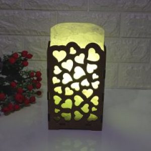 Соляной светильник EcoDecorLamp Прямоугольник в дереве Сердца