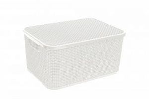 Ящик для хранения BRANQ RATTAN с крышкой 19 л античный белый (BRQ1724-white)
