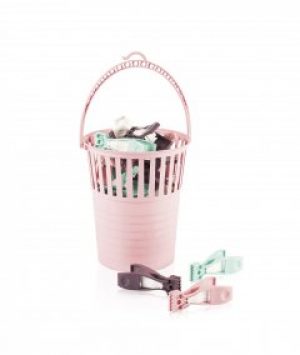 Ведерко с прищепками Urve Plastik розовый UR-3278