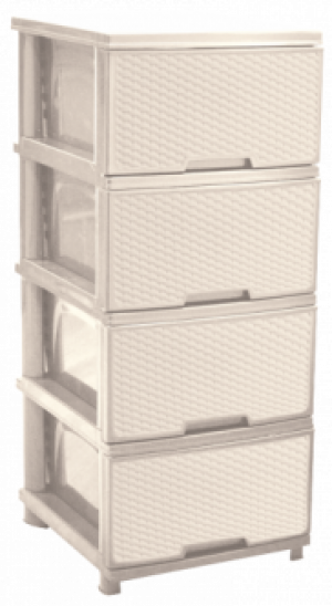 Комод Алеана Ротанг (плетёнка) бежевый (кремовый) 4 ящика