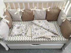 Бортики в кроватку MDreams Бортики-подушечки с комплектом постельного белья 120х60 см в бежево-коричневом цвете