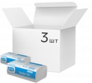 Упаковка листовых полотенец Grite Standart Z 2 слоя 3 пачки по 150 листов 210x240 мм (4770023348262)