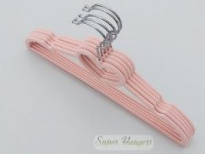 Набор детские плечики Hangers Сердечко 32 см розовые бархатные флокированные 5 шт