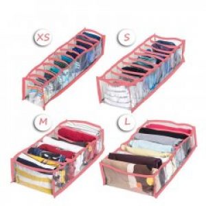 Набор прозрачных органайзеров для белья 4 шт (розовый)