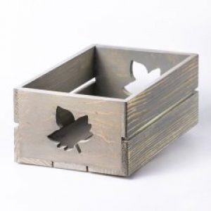 Ящик деревянный с кленовым листом Мастерская мистера Томаса 15х17х9.5см серый