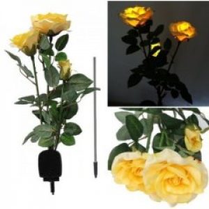 Светодиодный светильник Роза Rose yellow на солнечной батарее