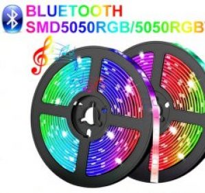 Светодиодная лента LED SMD 5050 RGB Голосовая и музыкальная синхронизация управления + Bluetooth APP Control led (полный комплект: контроллер – пульт управления – блок питания – умная лента 5м.)