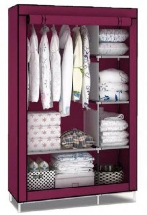 Портативный раскладной переносной мобильный мини шкаф полочки органайзер Supretto на 2 секции 103х42х176 см (8436398213)