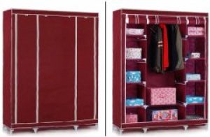 Портативный шкаф тканевый складной органайзер для хранения вещей одежды обуви на 3 секции (94739749) Бордовый