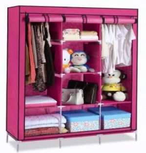 Портативный шкаф тканевый складной органайзер для хранения вещей одежды обуви на 3 секции (1231244) Бордовый