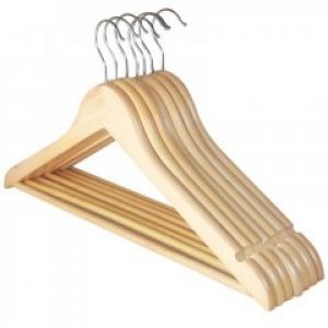 Набор вешалок Эко деревянных с перекладиной лакированных 44 см 5 шт (09-12-01)