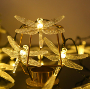 Уличная гирлянда ShowTime Стрекозы на солнечной батарее 6м 30led теплый белый 8 режимов