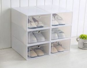 Плотная коробка ящик органайзер контейнер для хранения и транспортировки обуви 23.5х33.5х13 см (7414588-Т) Прозрачный