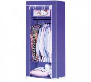 Портативный тканевый шкаф для хранения одежды органайзер складной на 1 секцию с 3 полками 165х45х70см Фиолетовый