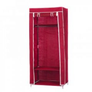 Портативный тканевый шкаф для хранения одежды органайзер складной на 1 секцию с 3 полками 165х45х70см Красный