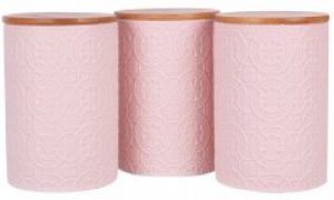 Набор банок Lefard 940 с бамбуковой крышкой 10х10х15 см 3 шт Розовый (940-213)