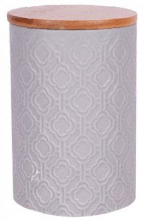Банка для сыпучих продуктов Lefard 940 с бамбуковой крышкой 10х10х15 см Серая (940-212)