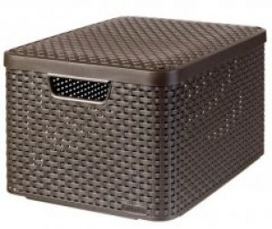 Корзинка для хранения с крышкой Curver Style L (30 л) коричневая.