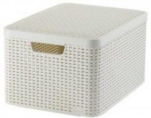 Корзинка для хранения с крышкой Curver Style L (30 л) кремовая.