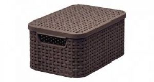 Корзинка для хранения с крышкой Curver Style S (7 л) коричневая.