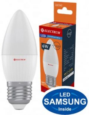 Светодиодная лампа ELECTRUM С37 6W Е14 3000K Elegant PA LC-33 (A-LC-1007-3) 3 шт
