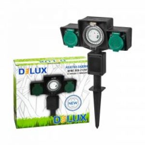 Розетка садовая с таймером 2 гнезда с з/к и крышкой IP44 16А SPIKE SGS-212GT Delux (90015706)