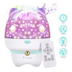Ночник - проектор "Котик" светодиодный для детей на 360 градусов 5 пленок USB Bluetooth пульт FYLINA TW-SO04