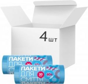 Упаковка пакетов для мусора Добра Господарочка 60 л 4 рулона по 20 шт Синих (4820086521673)