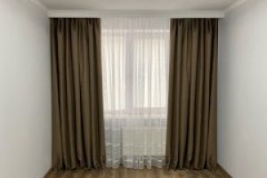 Комплект готовых штор Блэкаут Лен 225x275 см 2 шт Коричневые (696)