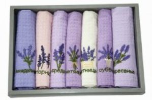 Набор кухонных вафельных полотенец Niltex Неделька 40х60 Лаванда (7шт)