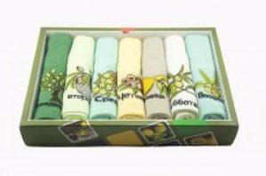 Набор кухонных вафельных полотенец Niltex Неделька 40х60 Оливка 7шт