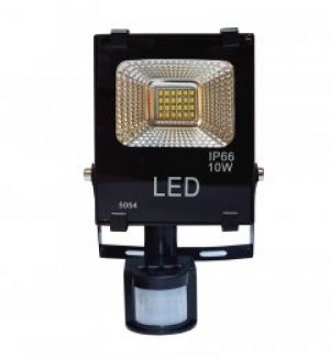 Светодиодный прожектор уличный с датчиком движения SUNLED черный LED 10W 5000K 950 Lm (FL-10-5000-S)