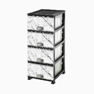 Комод пластиковый Elif Plastik Белый мрамор 38x46x90 298